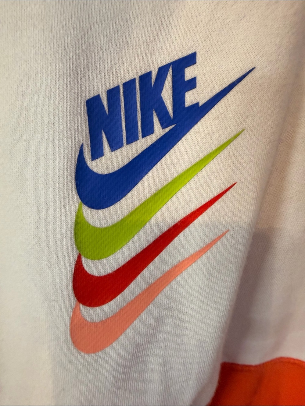 Nike Orange and White Colorblock Hooded Sweatshirt with Multicolor Logo - Picture 3 of 3